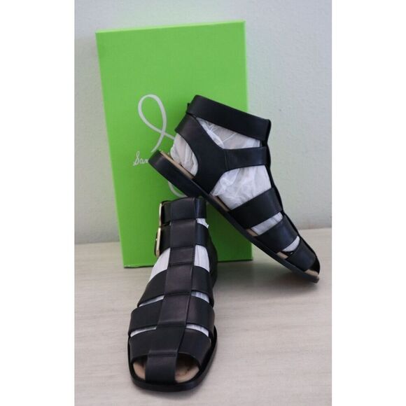 Free People x Sam Edelman Womens Sz 6M Black Leather Dawn Fisherman Sandals - Picture 1 of 13